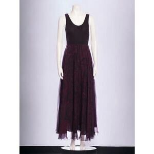 ALICE + OLIVIA Maxi Dress Long Formal Size 0 XS XXS Full Skirt Silk Purple Black